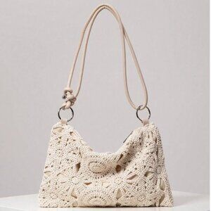 Boho Floral Hollow Out Woven Shoulder Bag